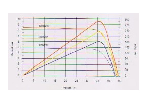 I-V curve of PV monocrystalline module range 250 to 290W