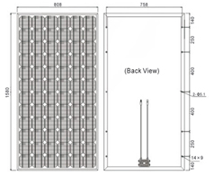 Physical diagram of monocrystalline PV module 180 to 195W